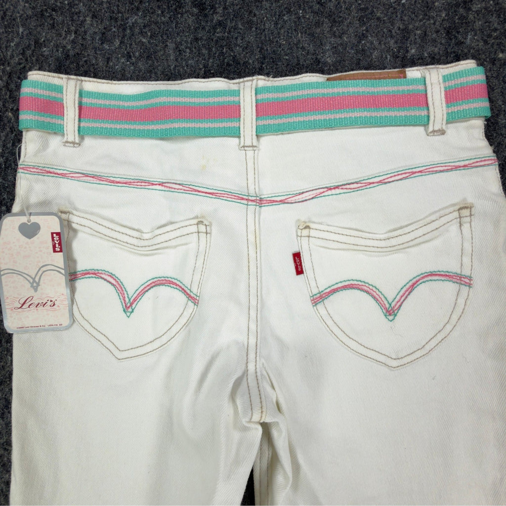 Levi's Y2K Bermuda Shorts Girls 14 White Ramie Cotton NWT C681 - take2supply
