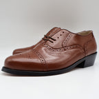 Conti Oxford Shoes Mens 9 D Vintage Brown Leather Cap Toe Brogue H1005 NOS - take2supply