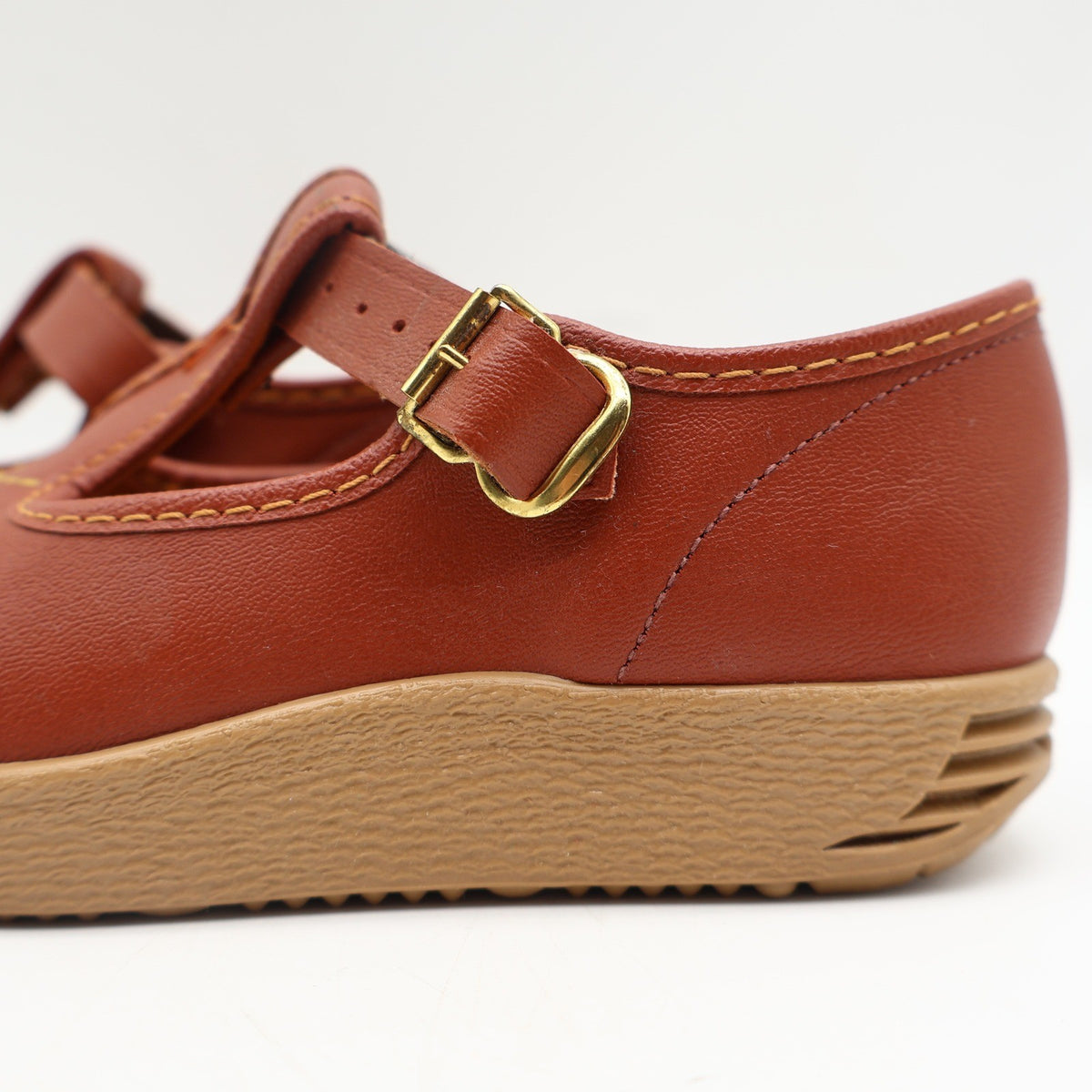 Candy Kids T-Strap Shoes Toddler 7 Vintage Brown Faux Leather USA Deadstock - take2supply