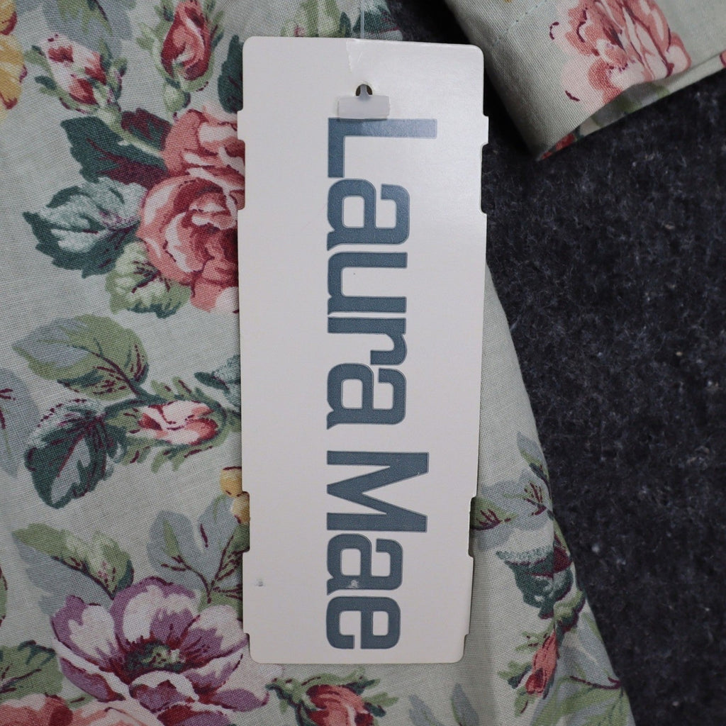 Laura Mae Floral Blouse Womens 20W Vintage 90s Cotton Sage Green Deadstock NWT - take2supply