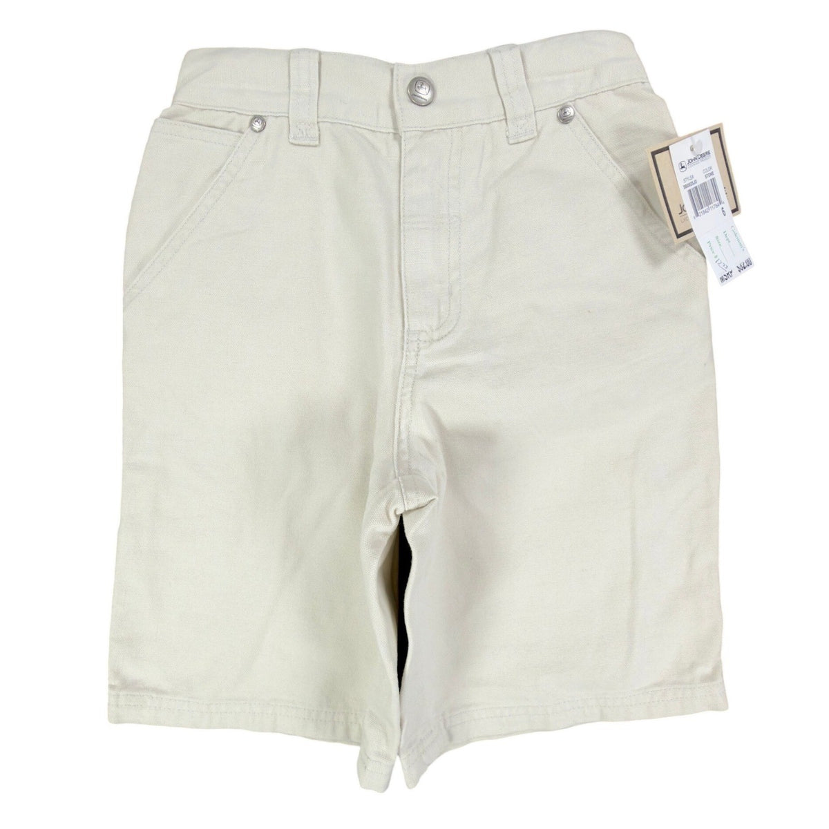 John Deere Y2K Carpenter Shorts Boys 6 Stone Cotton Canvas NWT Deadstock - take2supply