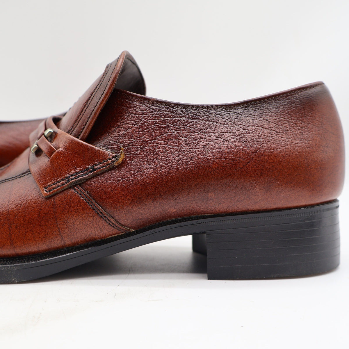 Fortune Loafers Mens 10 Vintage Brown Leather Moc Toe Bit Dress Shoes Deadstock - take2supply