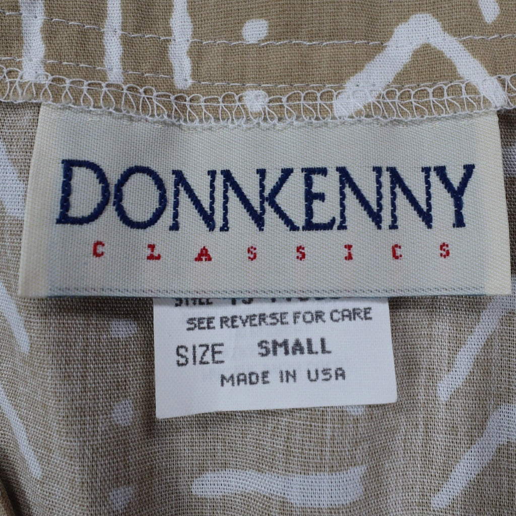 Donnkenny Classics Blouse Womens Small Vintage 90s Khaki Mudcloth Print USA NWT - take2supply