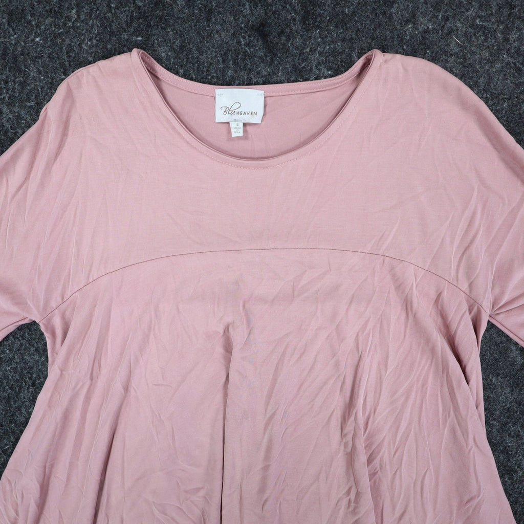Blu Heaven Tunic Top Womens Small Mauve Pink Modal Blend High Low Babydoll Flowy - take2supply