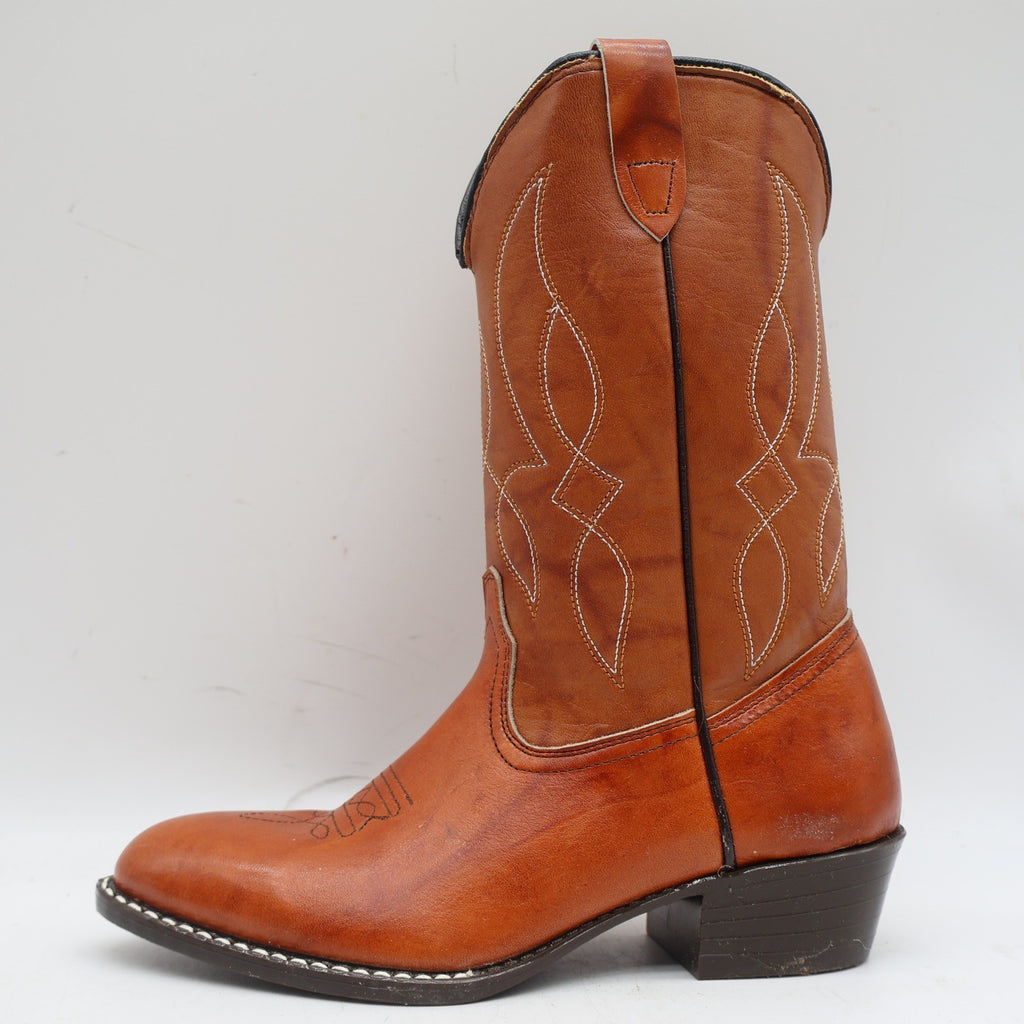 Laredo Western Boots Boys 2.5 D Vintage 90s Rust Leather Made in USA Deadstock - take2supply