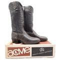 Acme 80s Western Boots Youth 3.5 D Grey Elephant Print Leather NIB 2395 Vintage - take2supply