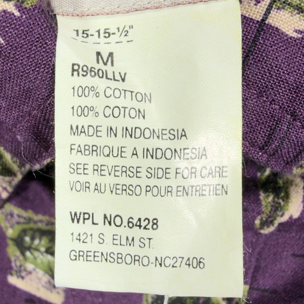 Wrangler 90s Rugged Wear Shirt Mens M Purple Cotton Leaf Print NWT R960LLV - take2supply