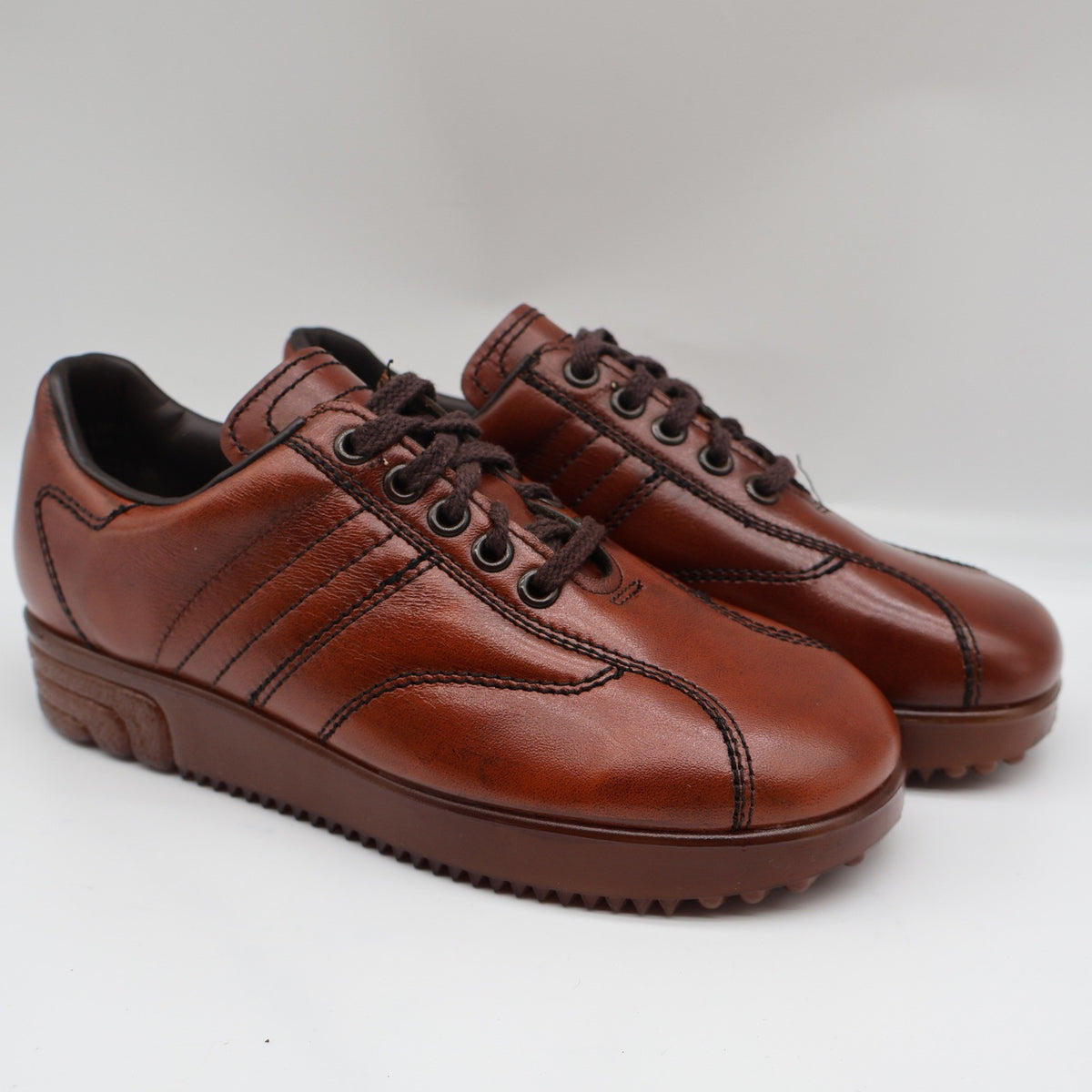 James Pepper Oxford Sneakers Mens 5 D Vintage Brown Leather Made in USA 44054 - take2supply