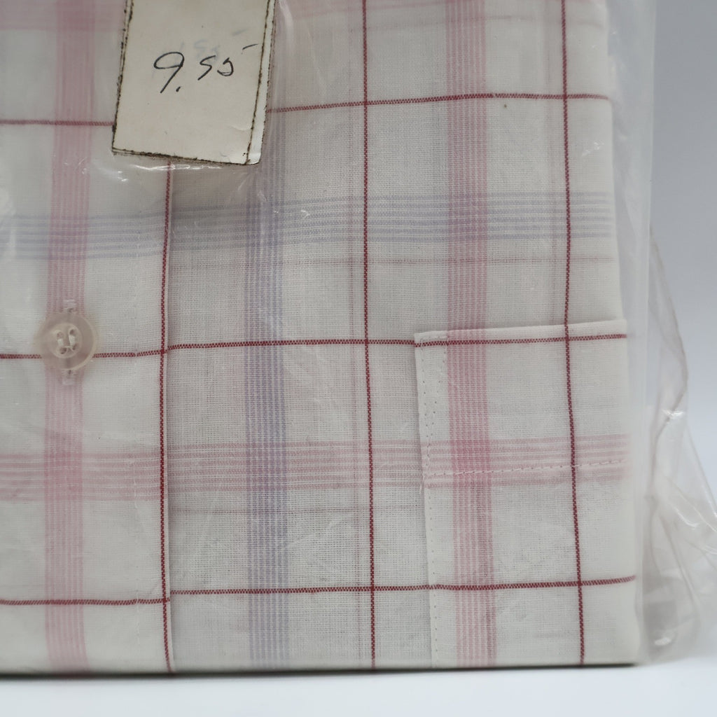 Mark VII Dress Shirt Mens 16 32/33 Vintage Deadstock White Red Blue Plaid - take2supply
