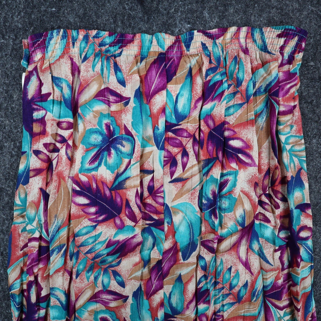 Xtrovert Skirt Womens 10 Vintage 90s Rayon Tropical Floral Pleated Midi USA NEW - take2supply