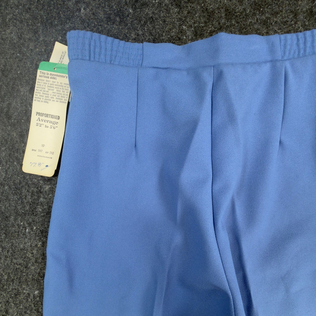 Donnkenny 80s Vintage Slacks Women 10 Blue Poly Visa Stretch High Waist NWT USA - take2supply
