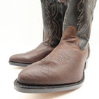 Wrangler Vintage Western Cowboy Boots Childrens 1.5 Brown Black Leather NWT - take2supply