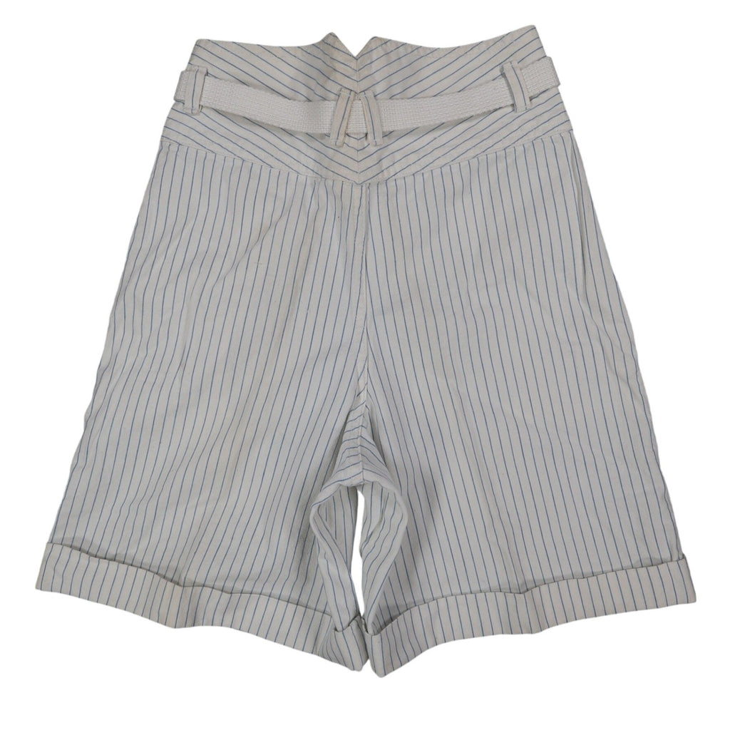 Lee Vintage 90s Pinstripe Pleated Shorts Womens 12 High Rise Cotton White Blue - take2supply