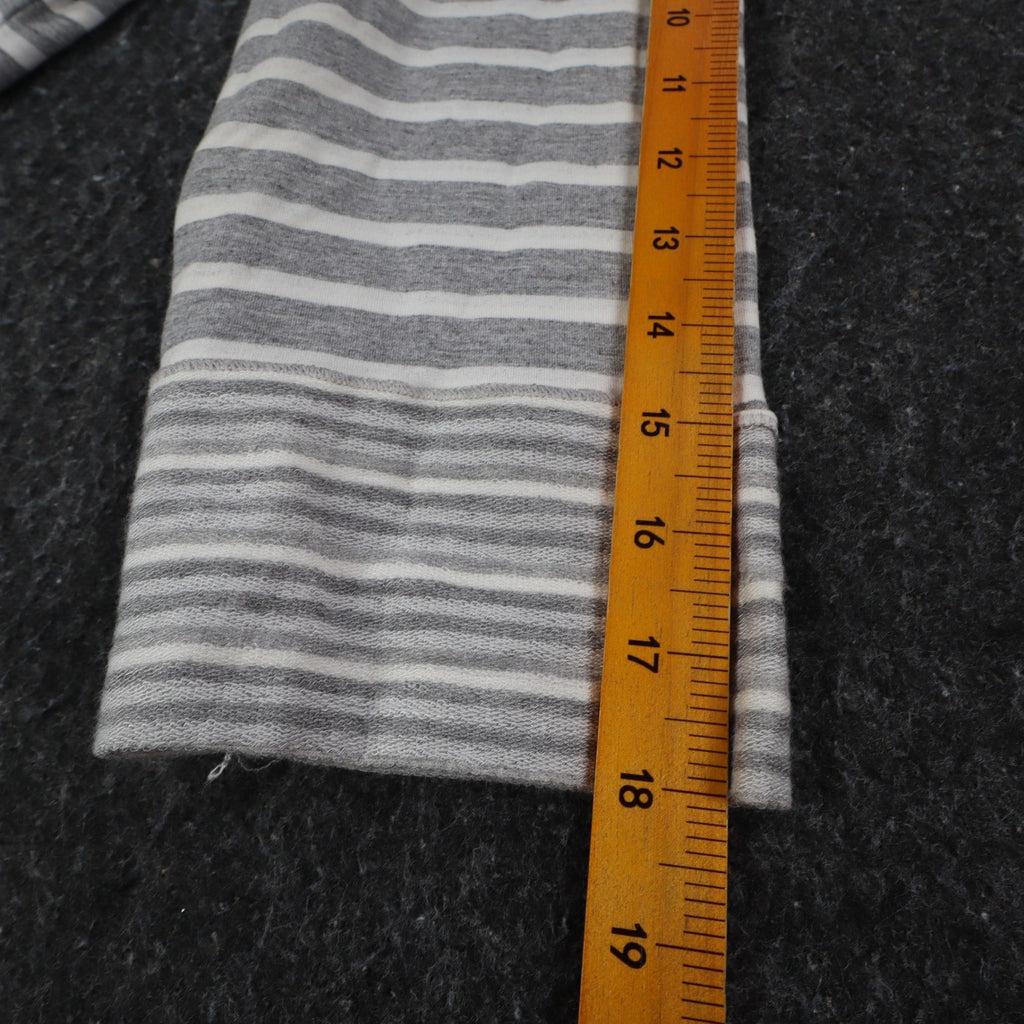 Erin London Womens M Gray White Striped Lace Up Hooded Tunic Top NWT - take2supply