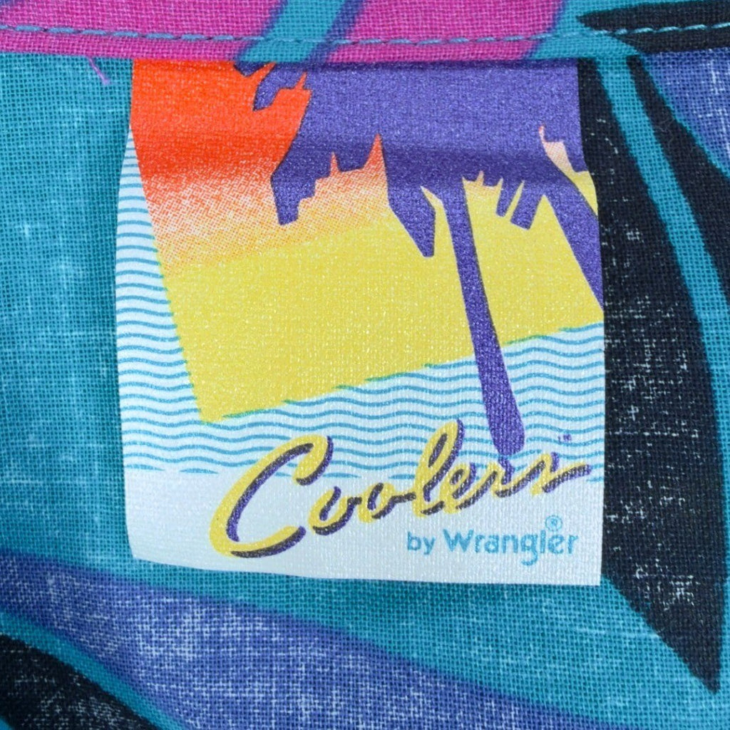 Wrangler Vintage 90s Button Up Shirt Mens Large Teal Cotton NWT C599 - take2supply