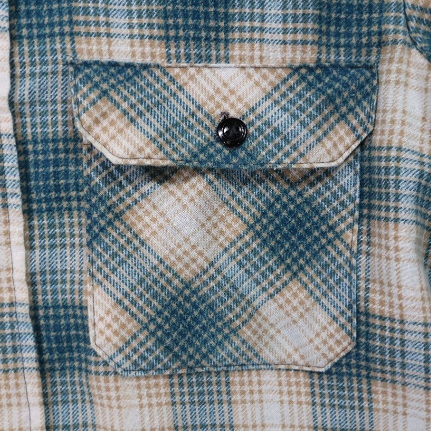 Sears Quilted Flannel Shirt Jacket Mens Medium Blue Plaid Excellent Vintage - take2supply