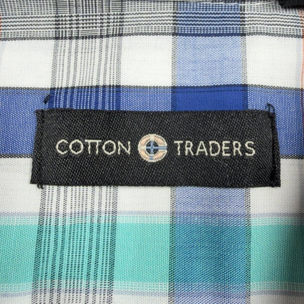 Cotton Traders Plaid Short Sleeve Button Down Men XL Royal Cotton New - take2supply