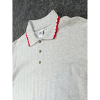 Vintage Cotton Deluxe Casuals Polo Shirt Mens Large Gray Red ZigZag Collar 90s - take2supply