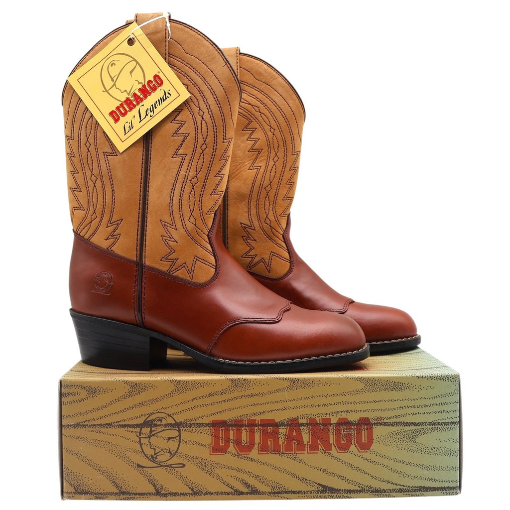 Durango Western Boots Kids Size 3 D Vintage 2004 Brown Tan Leather Lil Legends - take2supply