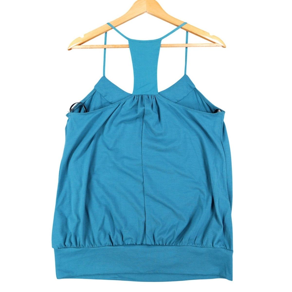 Mymichelle Tank Top Large Teal Blue Beaded Neckline Racerback Banded Hem NWT - take2supply
