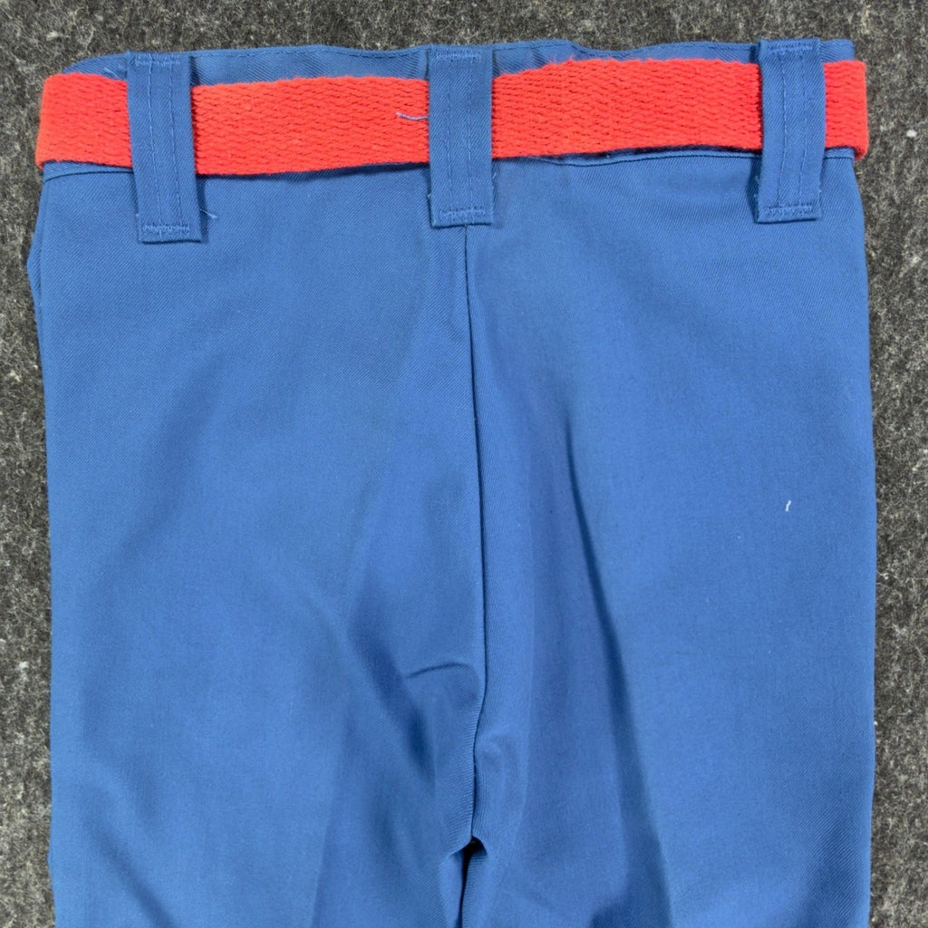 Vintage 70s Kids Trousers Boys 5 Slim Royal Blue Poly Cotton NWT C546 - take2supply