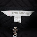 Erin London Quilted Zip Jacket Womens Small Black Chevron Mock Neck Grommet NEW - take2supply