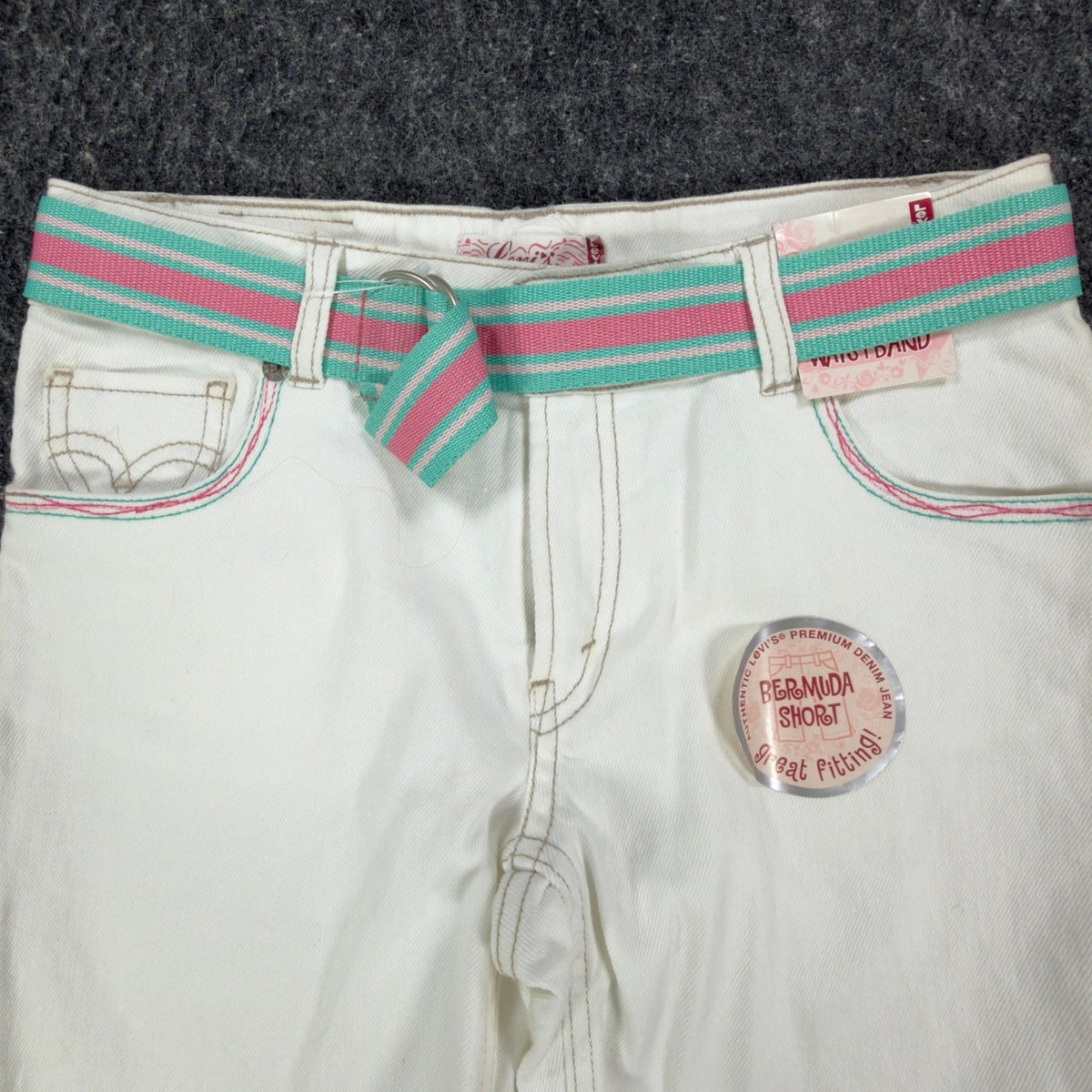 Levi's Y2K Bermuda Shorts Girls 14 White Ramie Cotton NWT C681 - take2supply