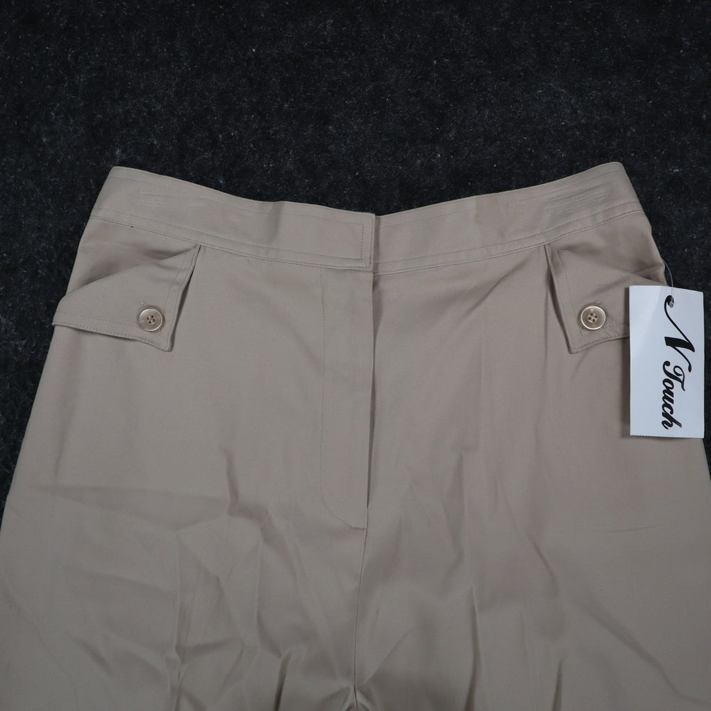N Touch Dress Pants Womens 8 Khaki Beige Stretch Cotton Straight Leg New NWT - take2supply