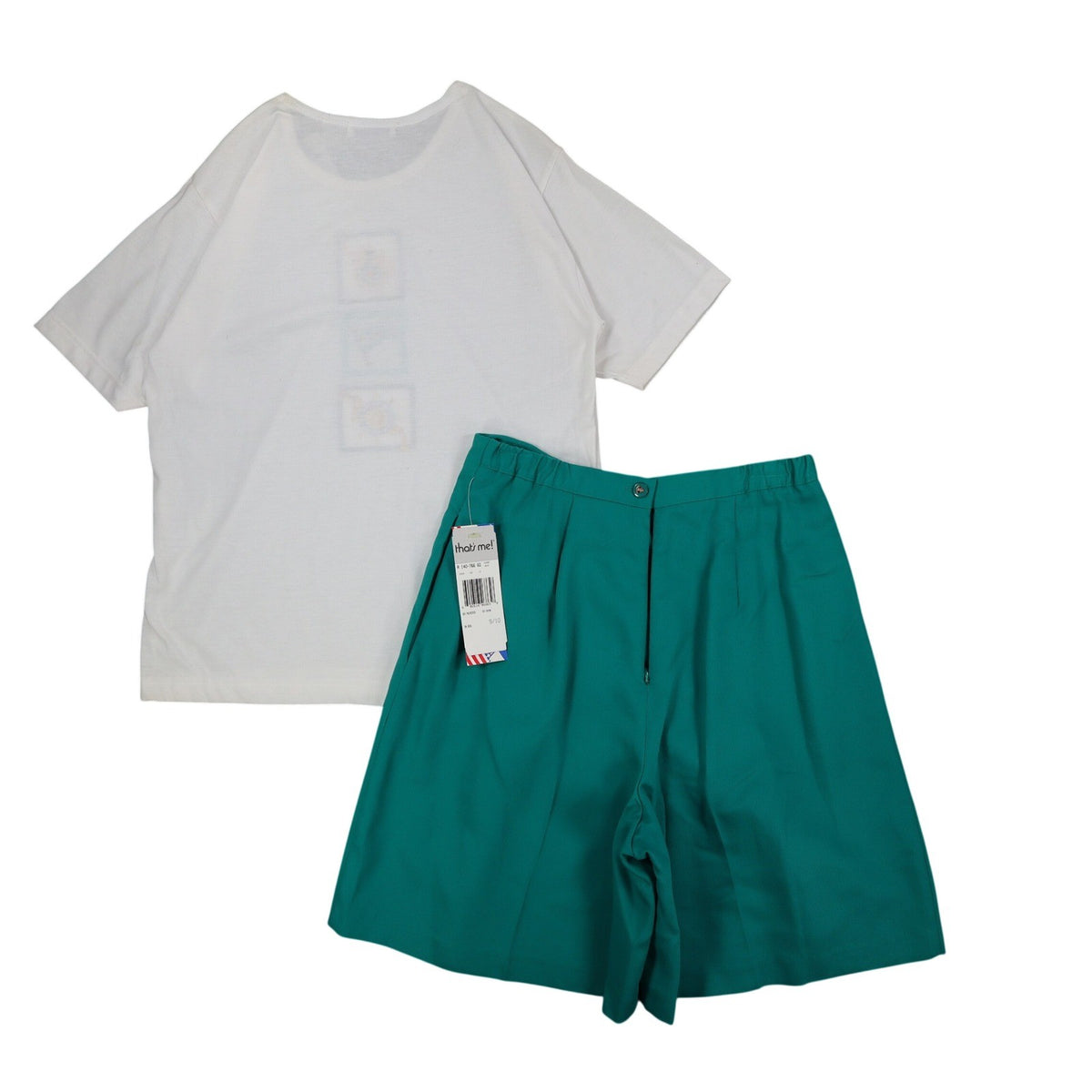 That's Me! Vintage 90s Nautical Short Set Womens M 9/10 Teal Green Deadstock NWT - take2supply