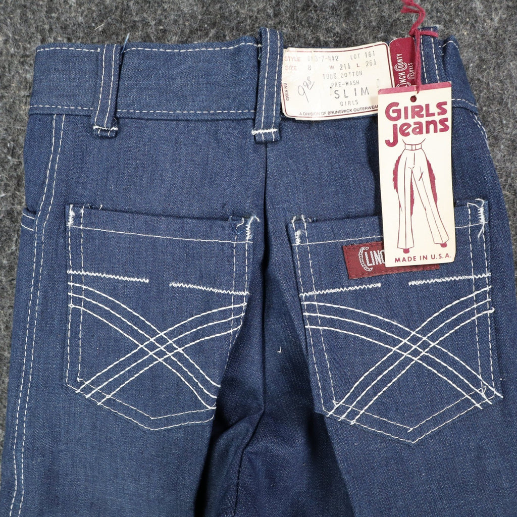 Vintage Clinchers Girls Jeans 8 Slim Blue Flare Leg Cotton USA NWT - take2supply