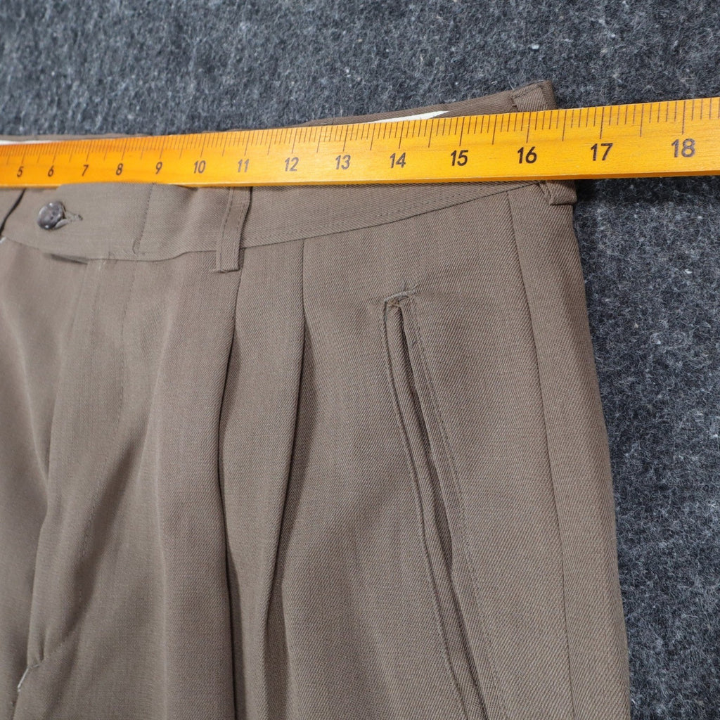 Haggar Dress Pants Mens 33x30 Pleated Wool Blend Brown Cuffed Deadstock - take2supply