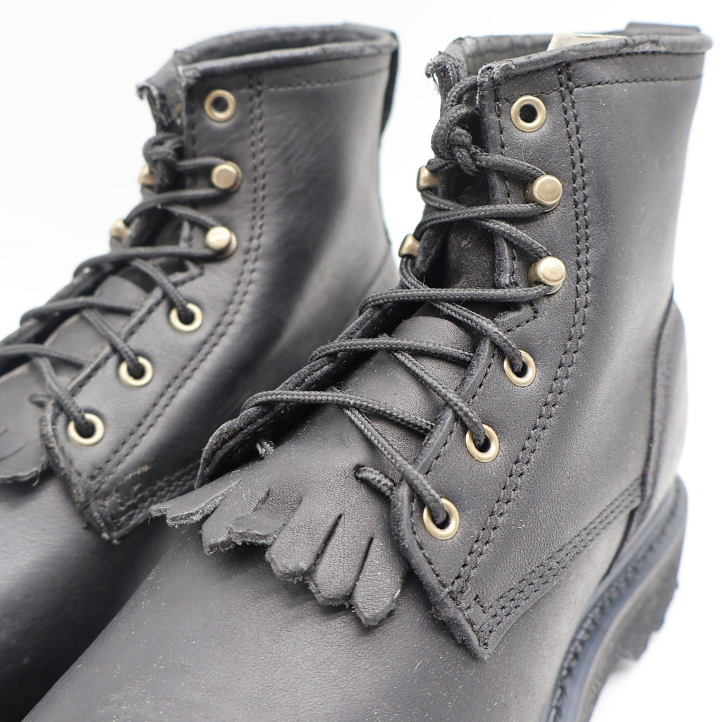 Double-H Western Packer Boots Womens 6.5 M Y2K Black Leather Lace Up Kiltie 9346 - take2supply