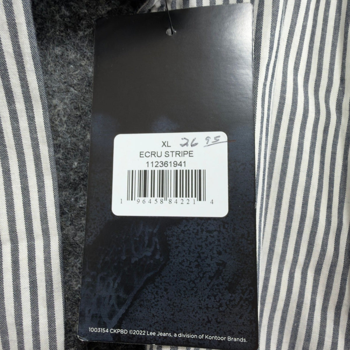 Lee Men XL Ecru Stripe Button Down Shirt Long Sleeve Cotton Stretch NWT C451 - take2supply