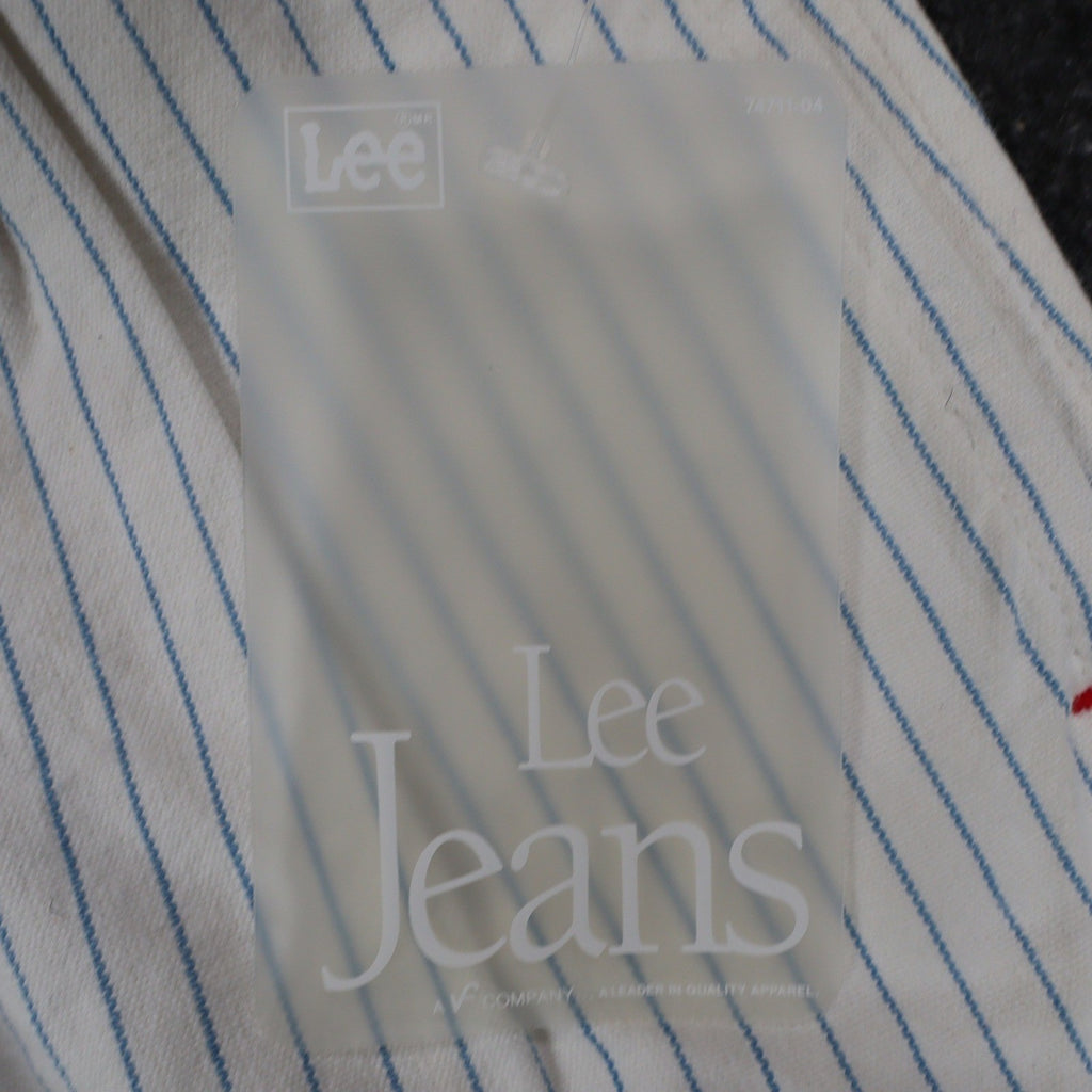 Lee Vintage 90s Striped Shorts Girls 14 White Blue Cotton High Waist Deadstock - take2supply