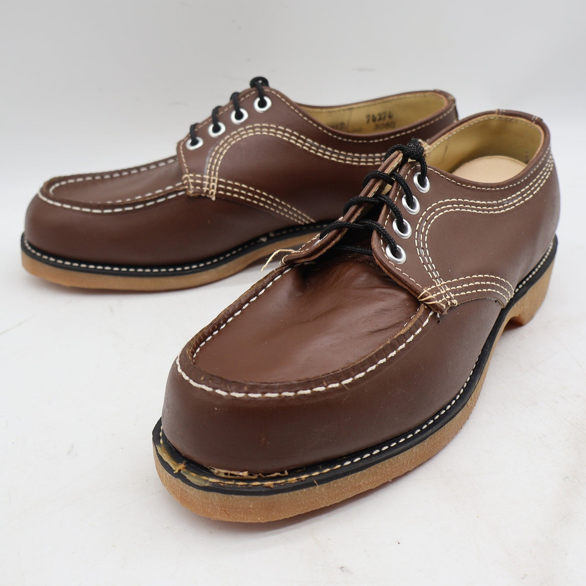 Cedar Crest Service Shoes Mens 6.5 Brown Leather Vintage Moc Toe Oxford Work - take2supply