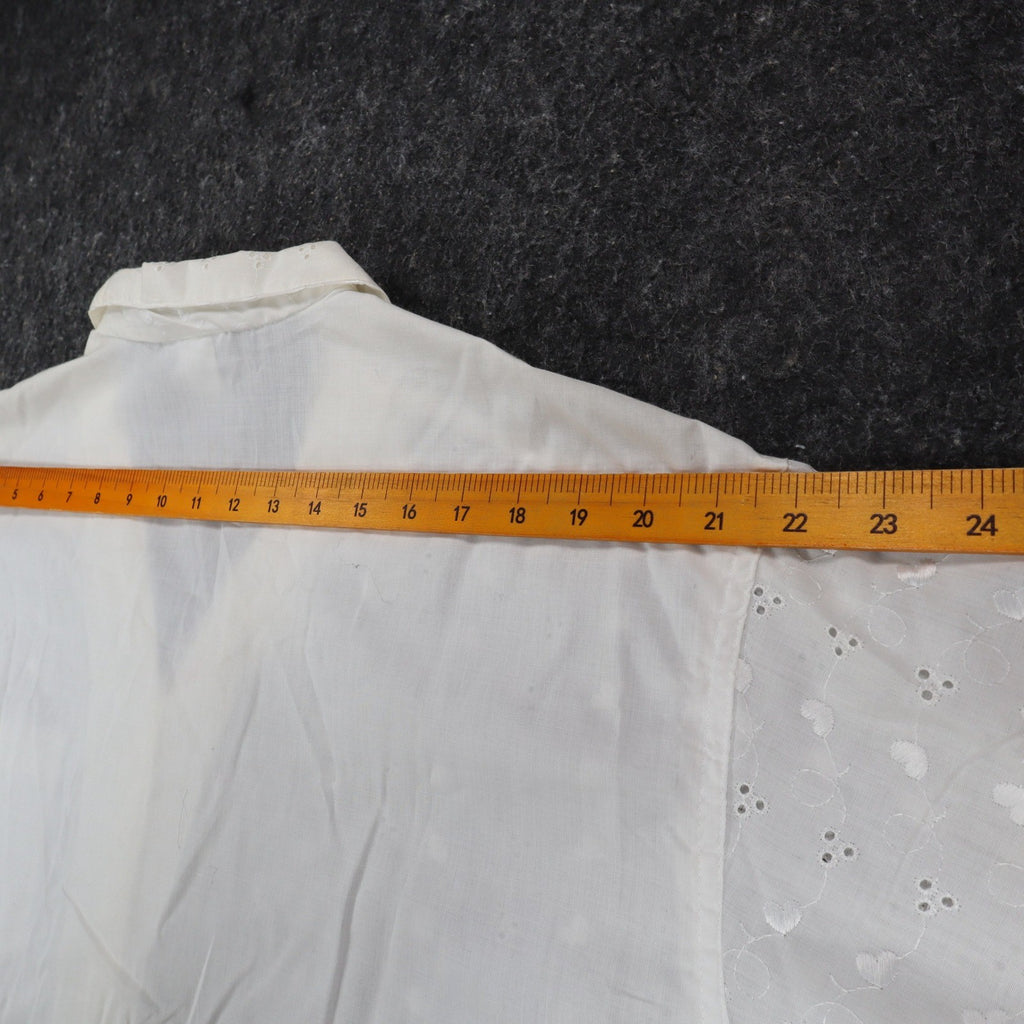 Laura Mae Shirt Womens 22W Vintage 80s White Eyelet Heart Embroidered USA NWT - take2supply