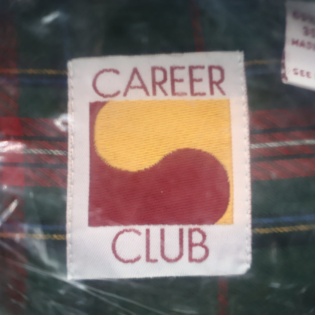 Career Club Shirt Mens Medium Green Red Tartan Plaid Cotton Blend New Packaged - take2supply