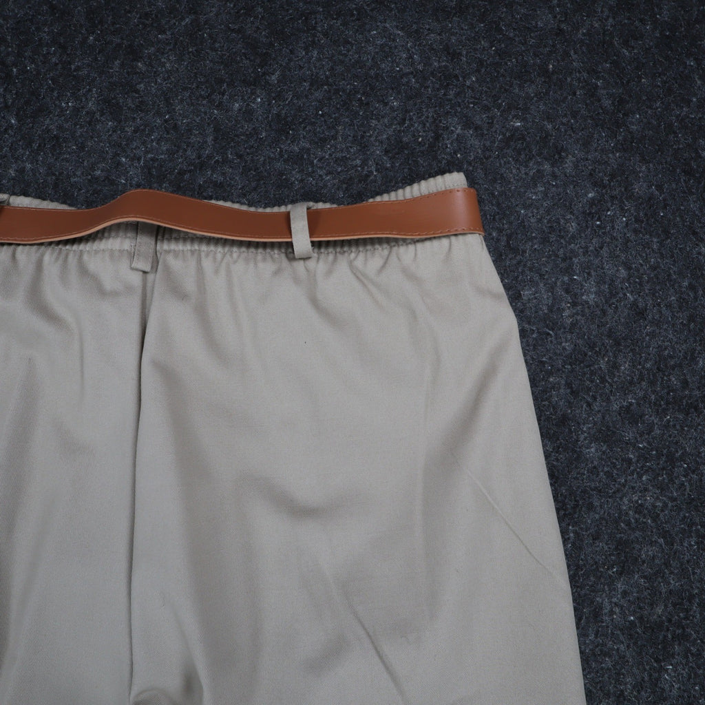 Donnkenny Pleated Trousers Womens 10 Vintage 90s Khaki Cotton Belted Chinos USA - take2supply