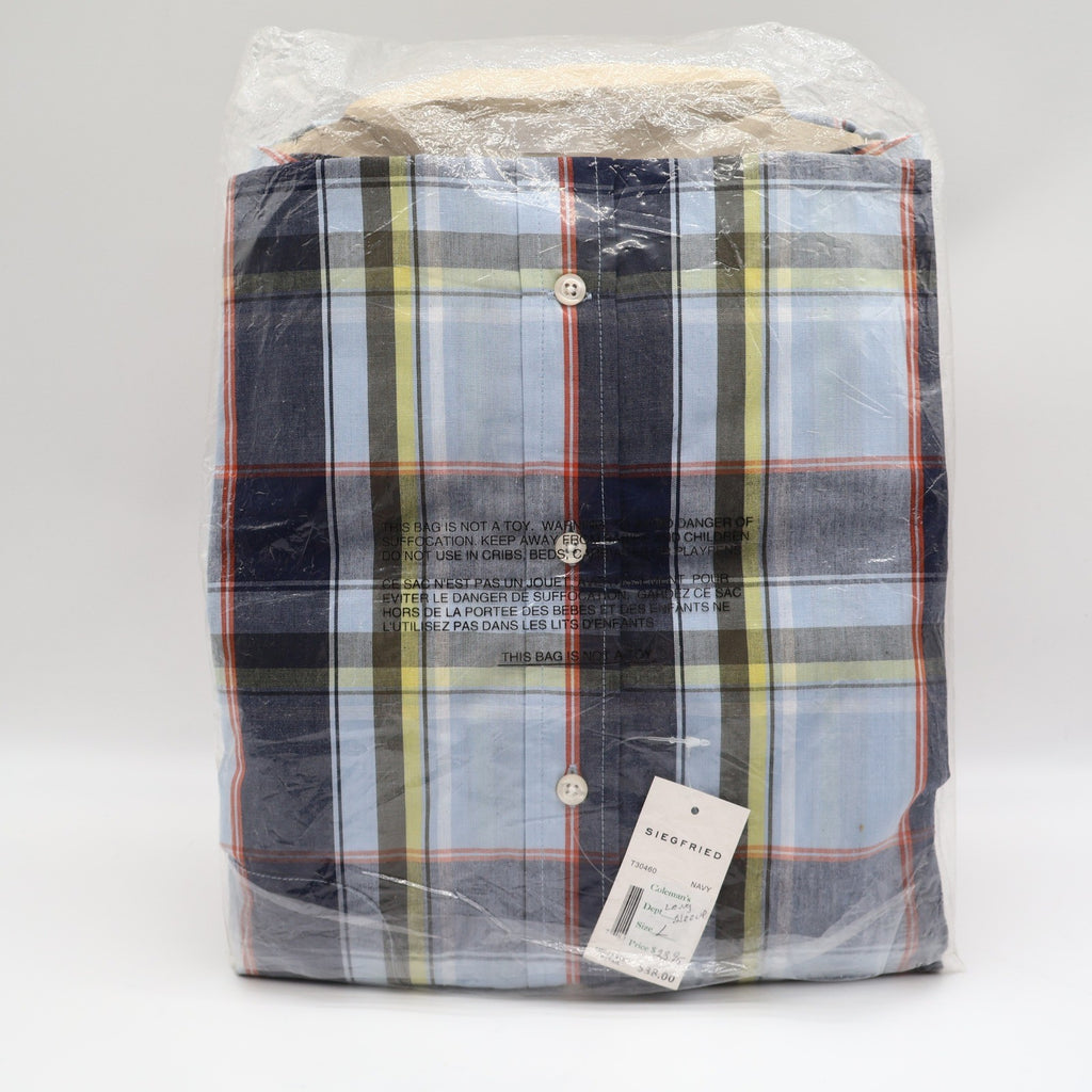 Siegfried & Company Plaid Button Down Shirt Mens Large Navy Blue Cotton NWT - take2supply