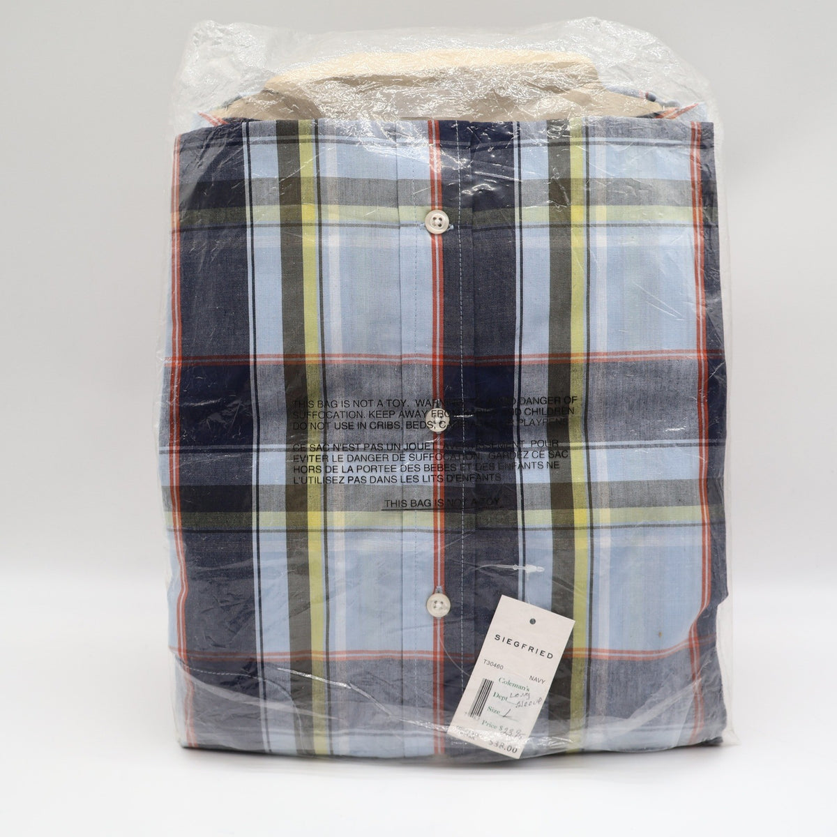 Siegfried & Company Plaid Button Down Shirt Mens Large Navy Blue Cotton NWT - take2supply