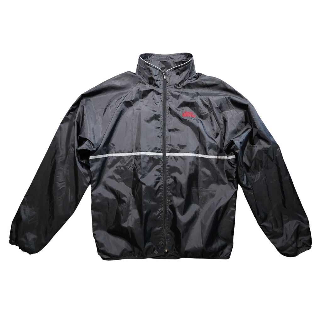 Sports Illustrated Windbreaker Mens XL Black Excellent Vintage Reflective Stripe - take2supply