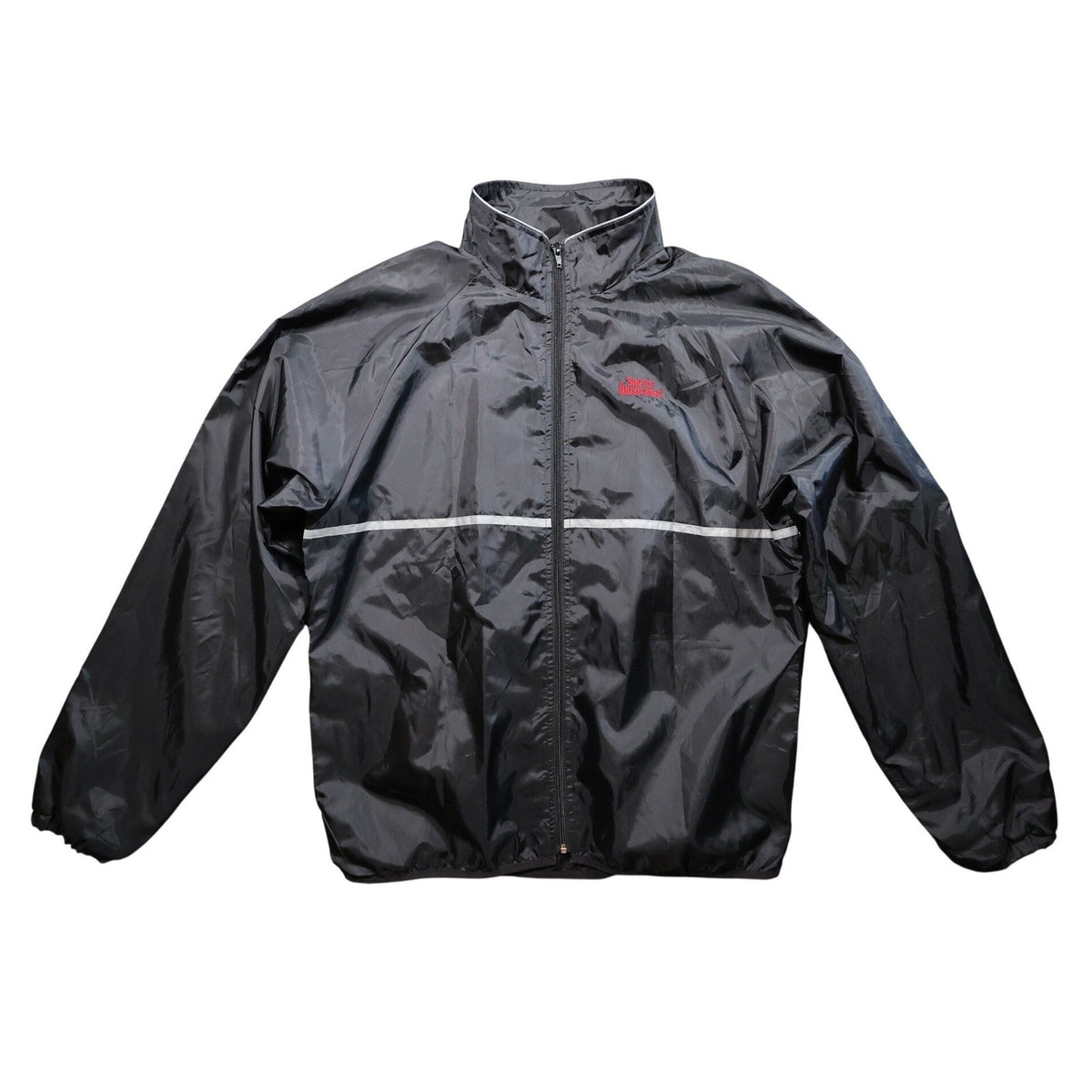 Sports Illustrated Windbreaker Mens XL Black Excellent Vintage Reflective Stripe - take2supply