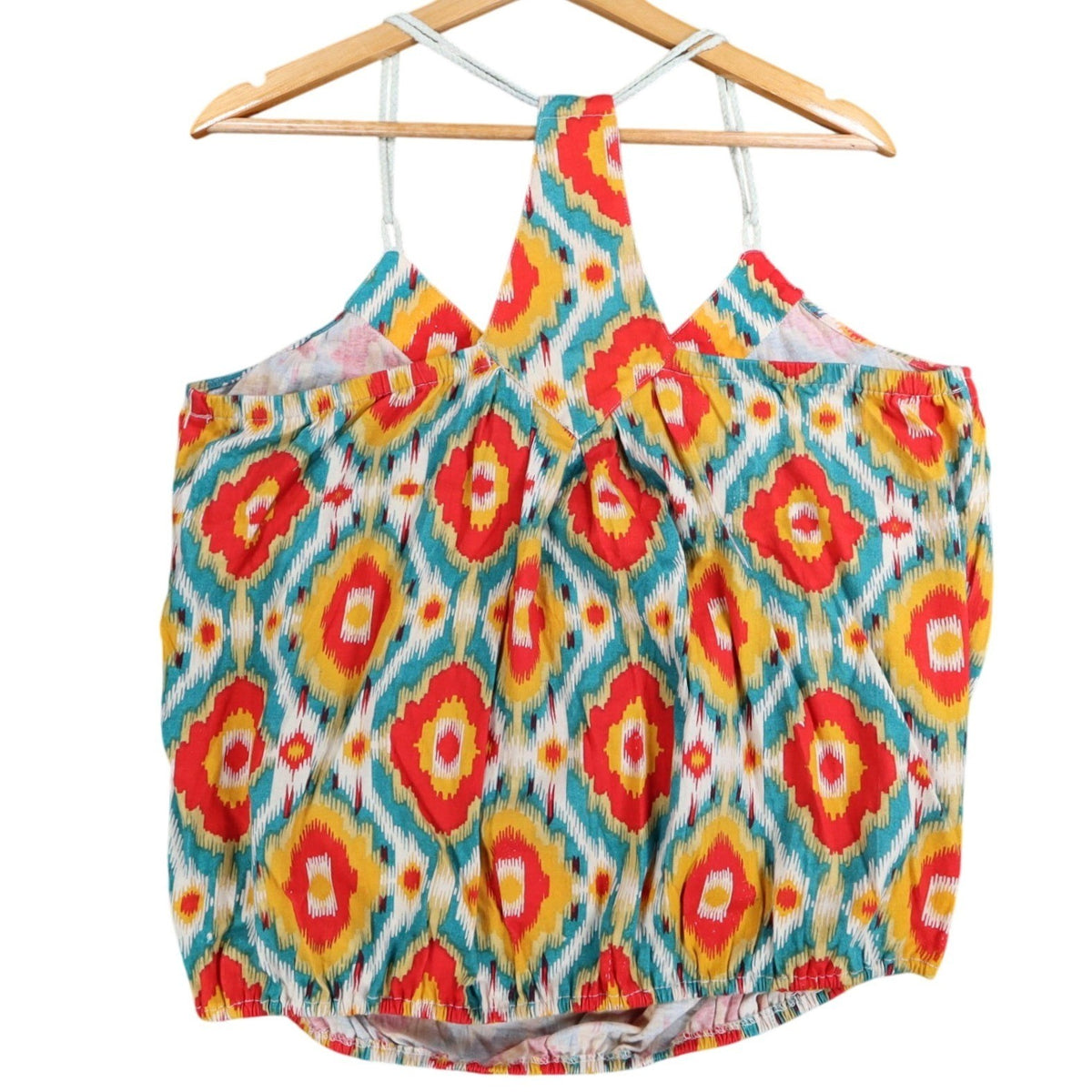 Angie Tank Top Womens Large NWT Ikat Print Studded V-Neck Cotton Racerback C754 - take2supply