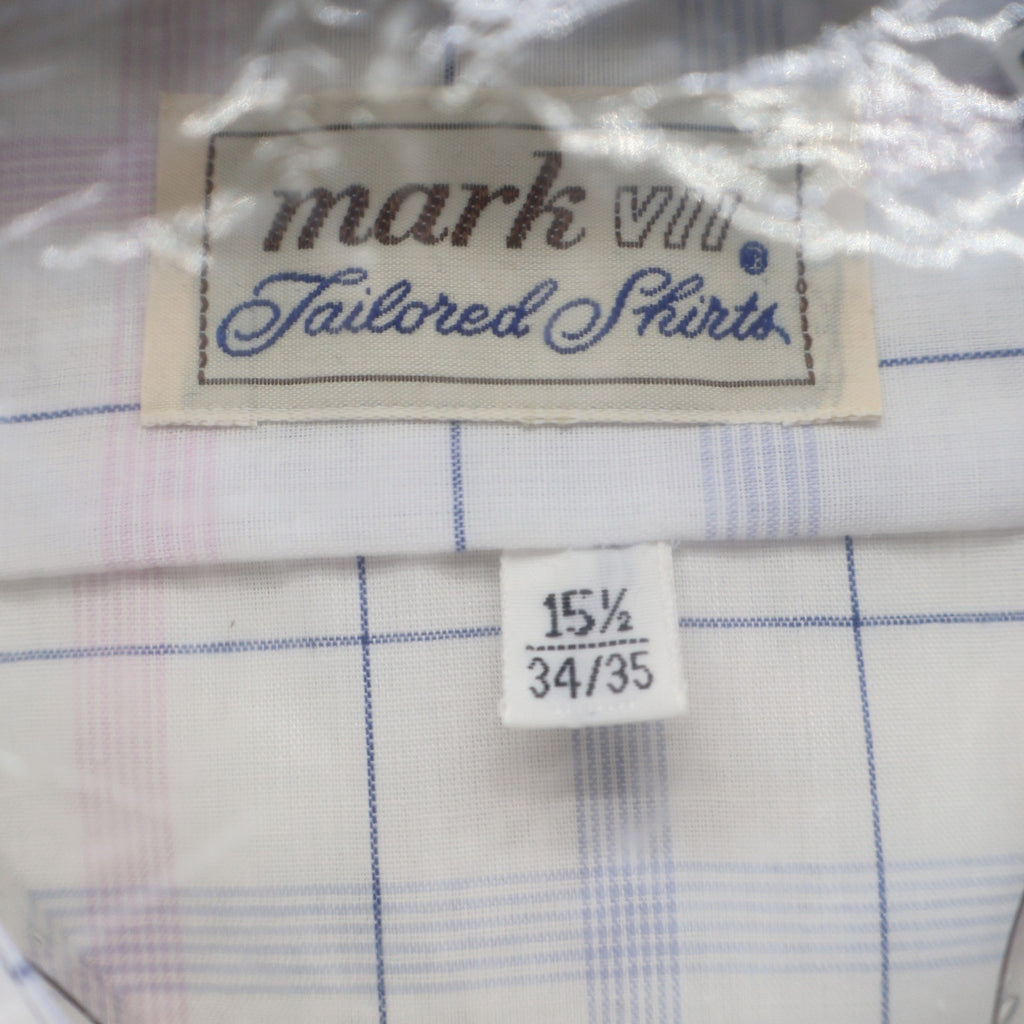 Mark VII Dress Shirt Mens 15.5 34/35 Vintage Deadstock Pink Blue Plaid Korea - take2supply