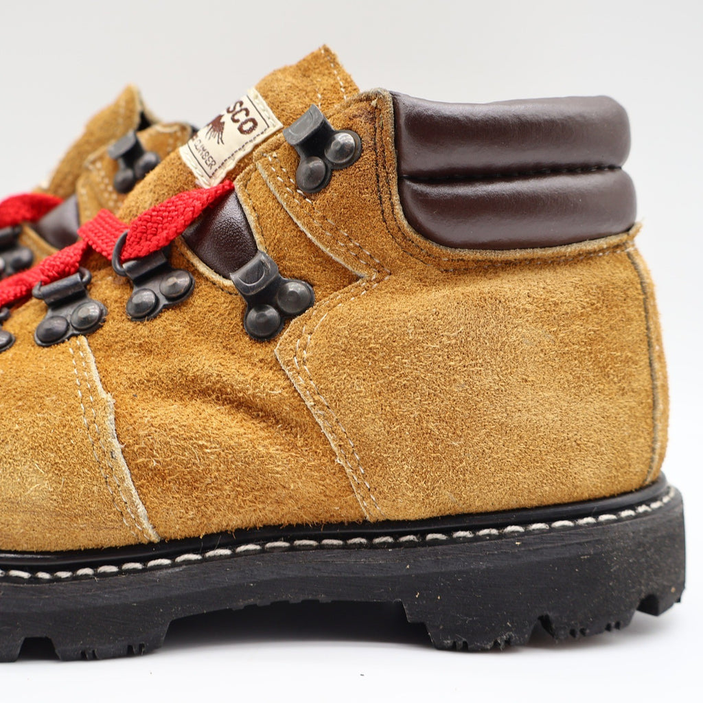 Lasco Mountain Climber Boots Size 4.5 Vintage Tan Suede Red Laces Deadstock - take2supply