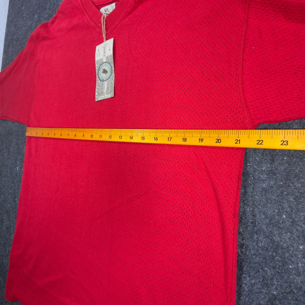 Ferruche V-Neck Shirt Mens M Red Cotton Mesh Knit Deadstock Y2K 17-121 - take2supply