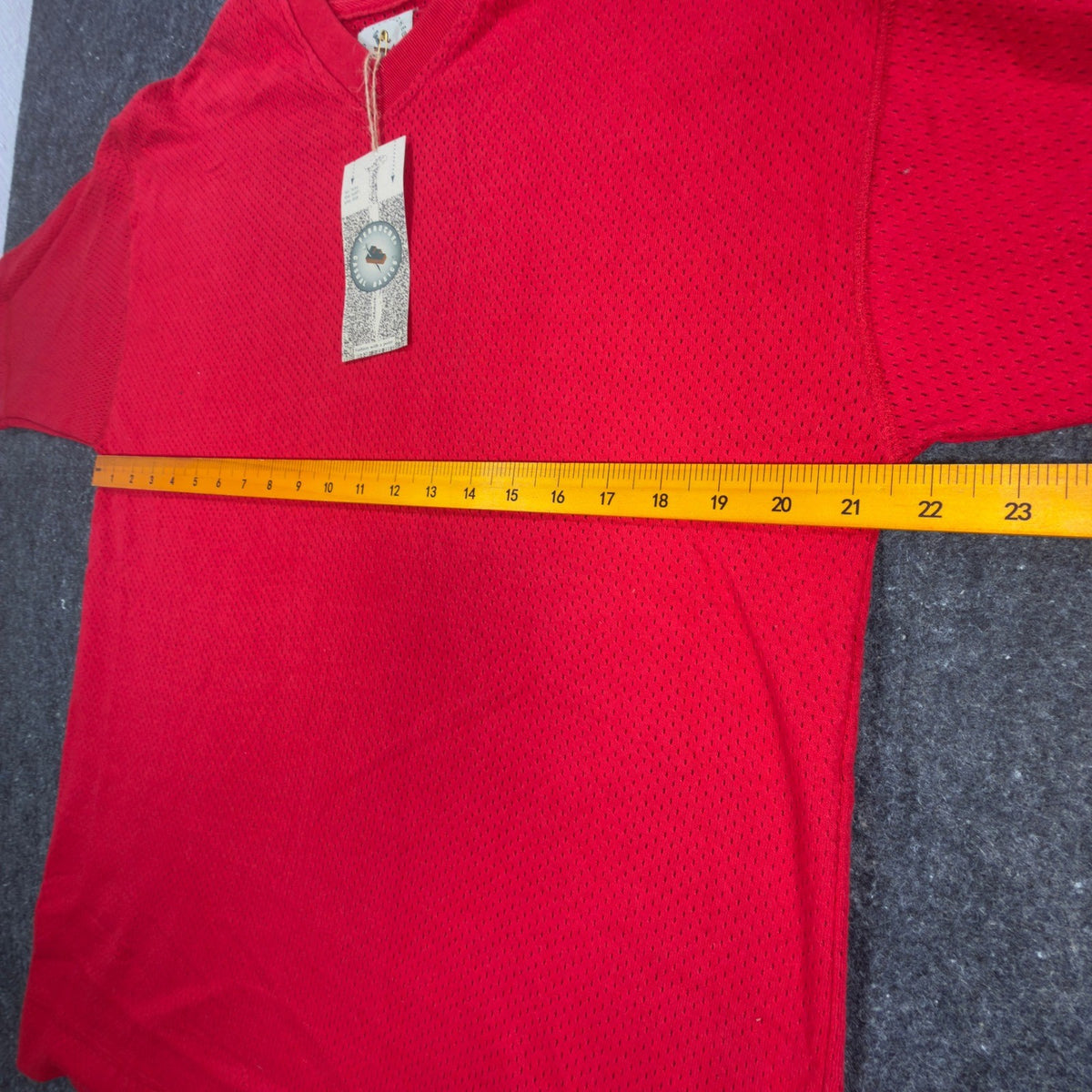 Ferruche V-Neck Shirt Mens M Red Cotton Mesh Knit Deadstock Y2K 17-121 - take2supply