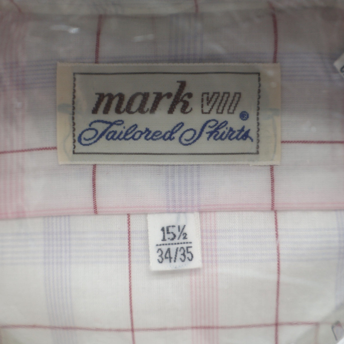 Mark VII Dress Shirt Mens 15.5 34/35 Vintage Plaid Tailored White Red Blue NEW - take2supply
