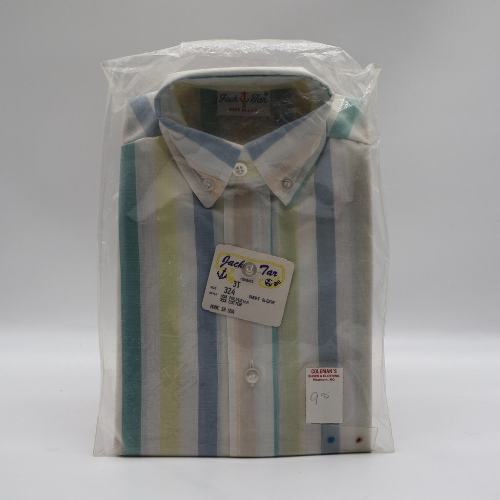 Jack Tar Shirt Toddler Boys 3T Pastel Stripe Short Sleeve Button Down USA NWT - take2supply