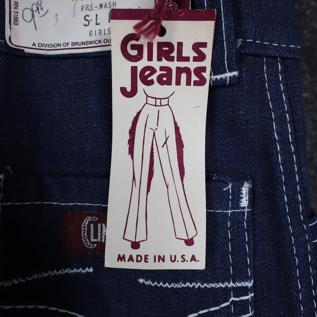 Vintage Clinchers Girls Jeans 8 Slim Blue Flare Leg USA Cotton NWT - take2supply